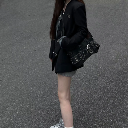 Crüde Denim Shoulder Tote Bag